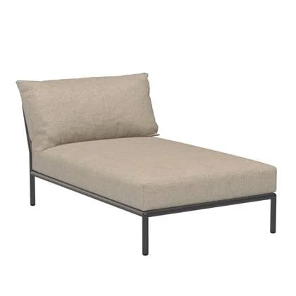 Houe Level2 Chaise Longue ligbed frame donkergrijs stof papyrus