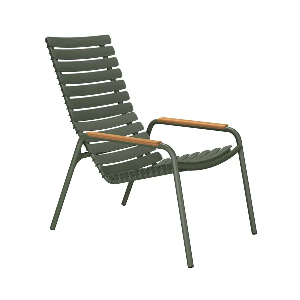 HOUE ReCLIPS Lounge Chair - met bamboe armleuningen - groen