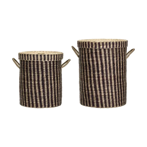 House Doctor Laundry wasmand met deksel 2-delig Natuur-bruin