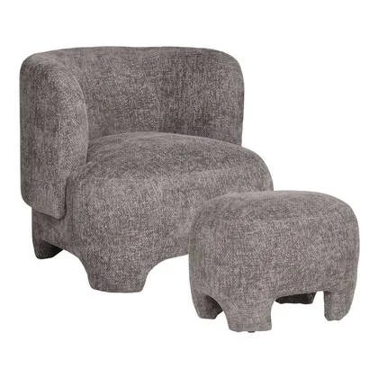 House Nordic - Fauteuil Grijs Stof - 79x77x72cm - Nazare