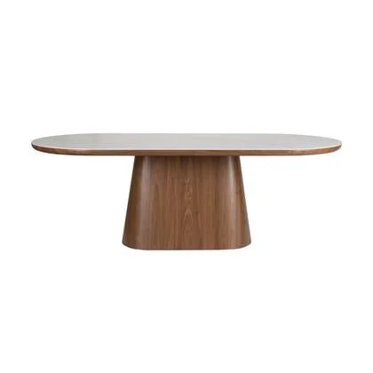 Housecraft Living Almira Eettafel Ovaal 180 cm Hout Wit| Bruin donker