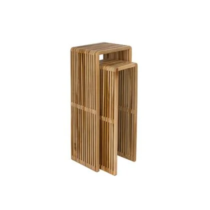 Housecraft Living Djia Plantenstandaard| Plantenzuil binnen Teak Hout - Set van 2 - Bruin