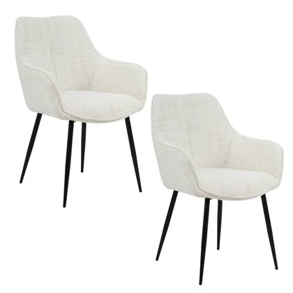 Housecraft Living Jez Eetkamerstoelen met armleuning Beige - Set van 2