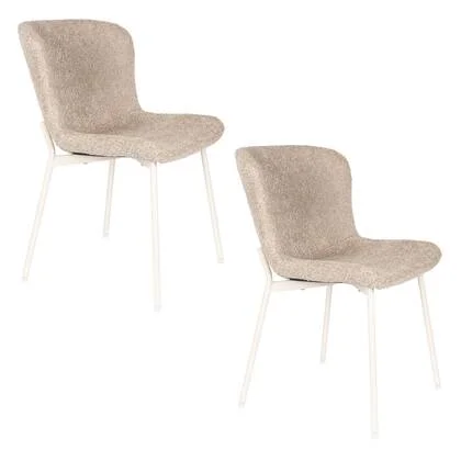 Housecraft Living Marion Eetkamerstoelen Bruin| Beige - Set van 2
