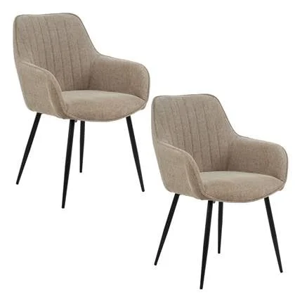 Housecraft Living Maud Eetkamerstoelen Taupe - Set van 2