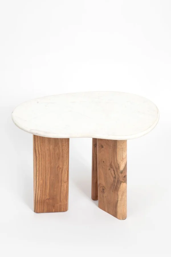 Houten koffietafel met marmer blad klein