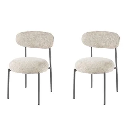 Hoyz Collection - Eetkamerstoel Round - Zandkleur - Set van 2