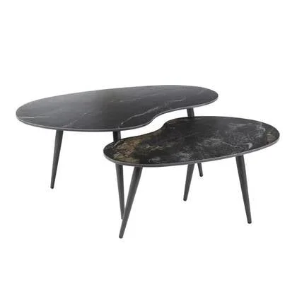Hoyz Collection - Salontafel Set-2 Niervormig Fossil - Keramiek Zwart