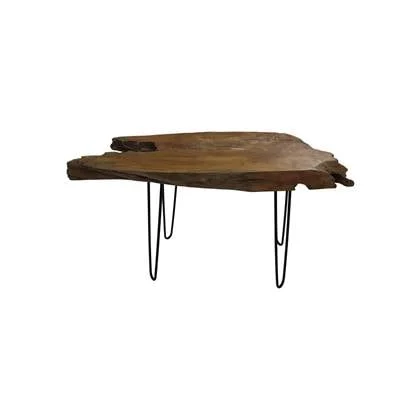 HSM - HSM Collection-Bijzettafel Root-90x55x55-Bruin|Zwart-Teak|metaal