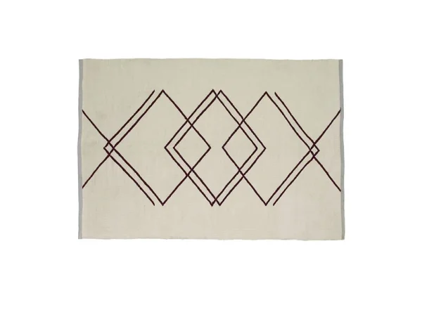 Hübsch - Rhomb Vloerkleed 120x180 White/Burgundy