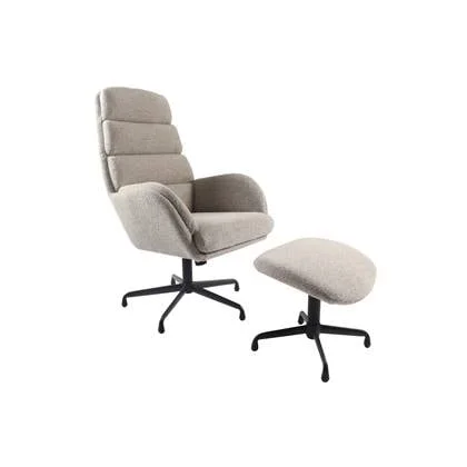 Hygge Interiors Sifton Taupe Bouclé Relaxfauteuil en Voetenbank Set