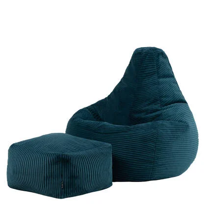 icon Dalton Zitzak met Poef - Ribfluweel - Blauwgroen