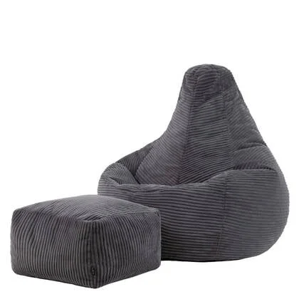 icon Dalton Zitzak met Poef - Ribfluweel - Houtskool