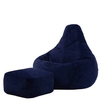 icon Dalton Zitzak met Poef - Ribfluweel - Marineblauw