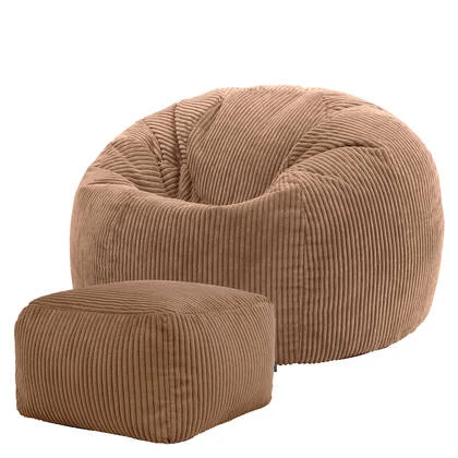 icon Kingston Zitzak met Poef - Ribfluweel - Mocha