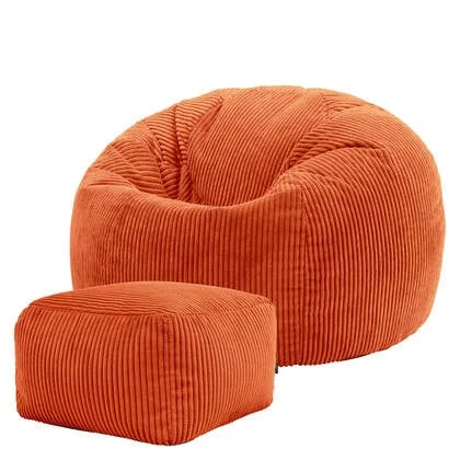 icon Kingston Zitzak met Poef - Ribfluweel - Terra-oranje