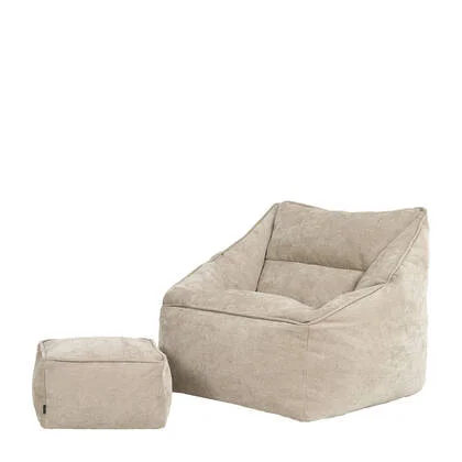icon Natalia Zitzak Fauteuil met Poef - Chenille - Beige