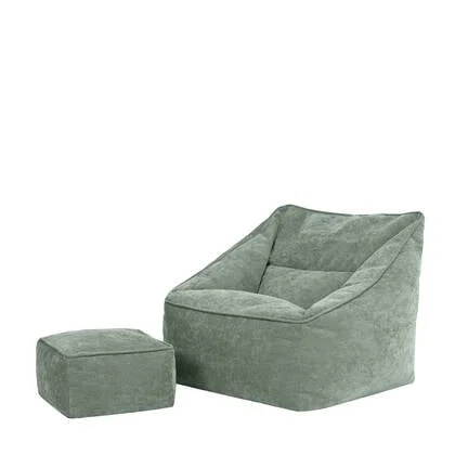 icon Natalia Zitzak Fauteuil met Poef - Chenille - Saliegroen