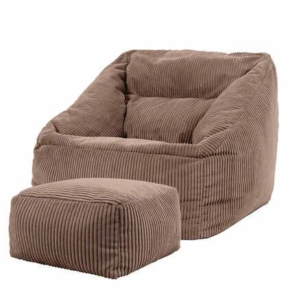 icon Natalia Zitzak Fauteuil met Poef - Ribfluweel - Mocha