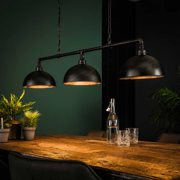 Industriële Hanglamp Barrett 3-lamps - Zwart