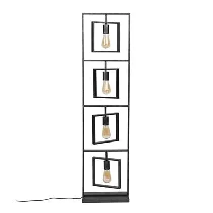 Industriele Vloerlamp - 4 Lampen - Turn Square - Metaal