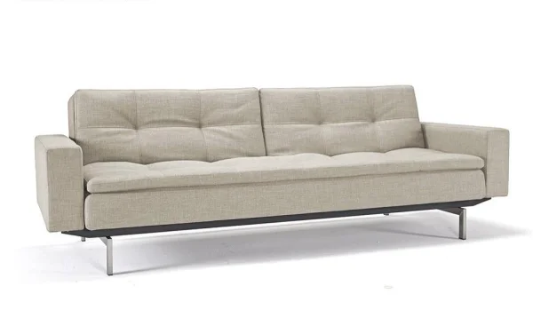 Innovation Living Dublexo Sofa mit Armlehnen - Dess. 563 - grau - Beine Ulme dunkel konisch, Gestell schwarz - grijs - Charcoal Twist - chroom