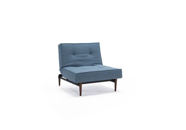 Innovation Living Splitback fauteuil - blauw-grijs - Mixed Dance - iepenhout donker, conisch