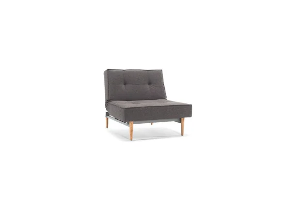 Innovation Living Splitback fauteuil - donkergrijs - Flashtex - iepenhout donker, conisch