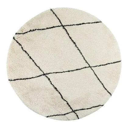 Interieur05 Berber Rond vloerkleed hoogpolig Wit|Zwart - scandinavi...