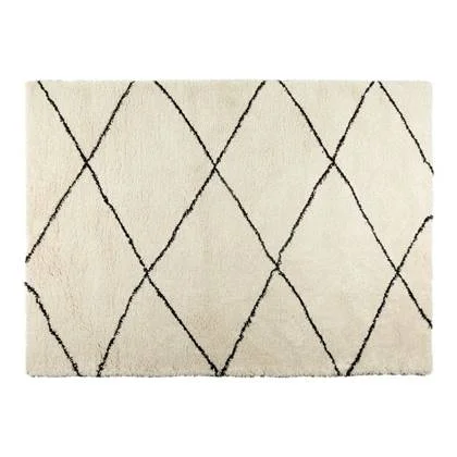 Interieur05 berber vloerkleed hoogpolig wit|zwart - scandinavisch -...