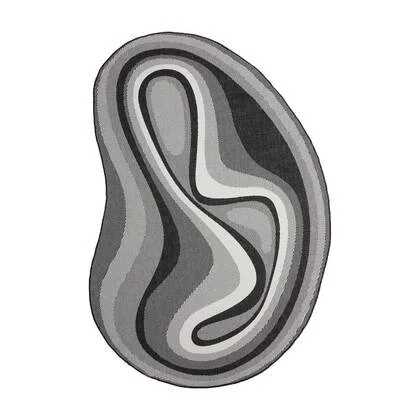 Interieur05 Organisch gevormd buitenkleed Loop Stone Zwart