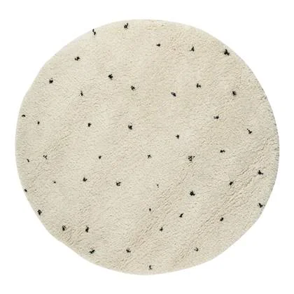 Interieur05 Rond Kindervloerkleed hoogpolig Cream|Zwart - Dots