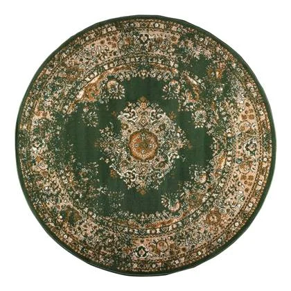 Interieur05 Rond Vintage Vloerkleed Keshan Groen - 160 x 160 cm