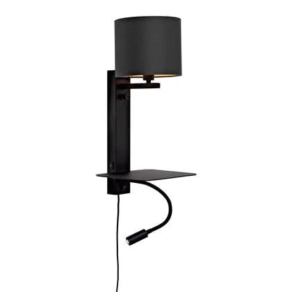 it&apos;s about RoMi Florence Wandlamp met Leeslamp - Zwart / Zwart