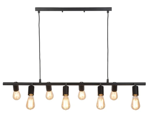 it's about RoMi-collectie Hanglamp ijzer Miami 8-arm verstelbaar, zwart