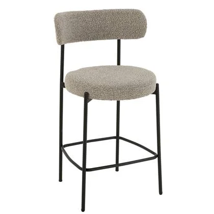 J-Line barstoel Bouclé - multiplex|polyester - grijs|zwart