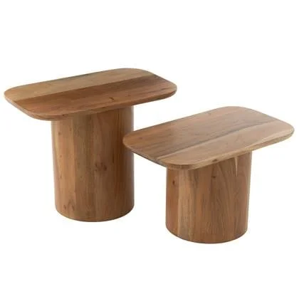 J-Line bijzettafel Acacia - hout - naturel - set van 2