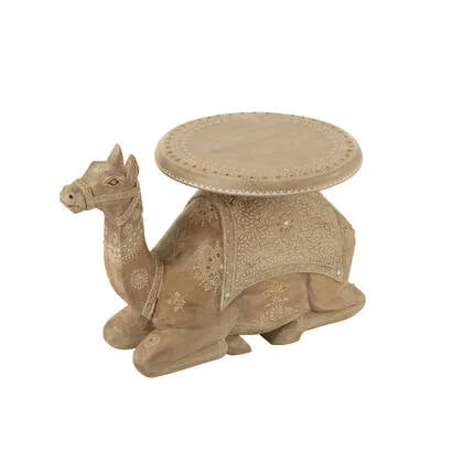 J-Line bijzettafel Kameel - hout - naturel|wit