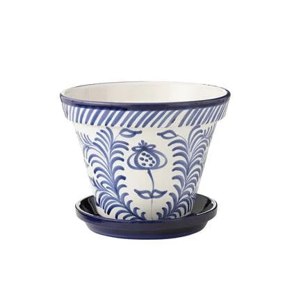 J-Line bloempot Granada Handmade + Painted - keramiek - blauw - extra large - Ø 50 cm