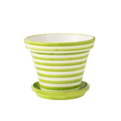 J-Line bloempot Granada Stripes - keramiek - groen - extra large - Ø 50 cm