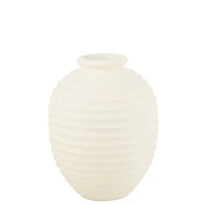 J-Line bloempot Ovaal Terracotta - keramiek - wit - large -