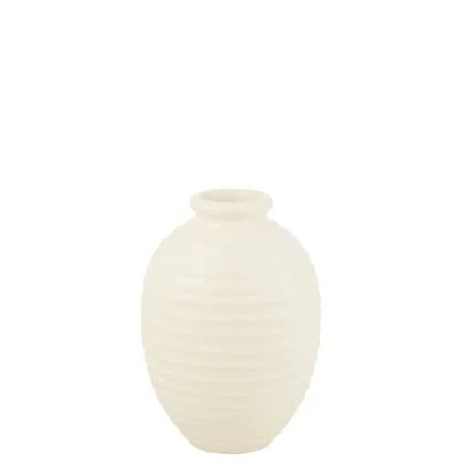 J-Line bloempot Ovaal Terracotta - keramiek - wit - small -