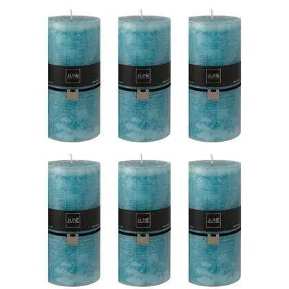 J-Line cilinderkaars - azuur - XXL - 150U - 6 stuks