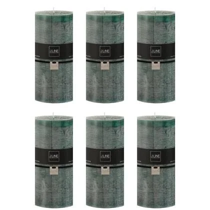 J-Line cilinderkaars - donkergroen - XXL - 150U - 6 stuks