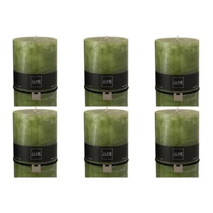 J-Line cilinderkaars Gras - groen - XXL - 150U - 6 stuks