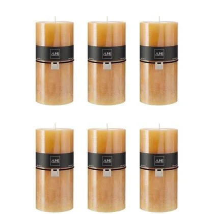 J-Line cilinderkaars - oker - XXL - 150U - 6 stuks