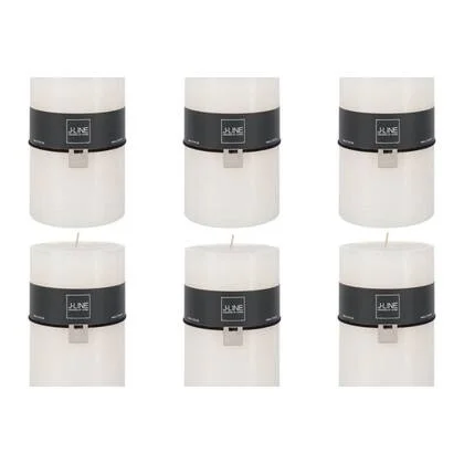 J-Line cilinderkaars - vanille - wit - XXL - 150U - 6 stuks