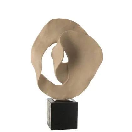 J-Line decoratie Abstract Op Sokkel - polyresin - beige|zwar