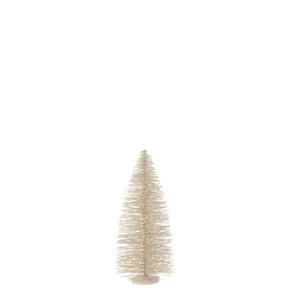 J-Line decoratie Kerstboom Glitter - hout - wit - large