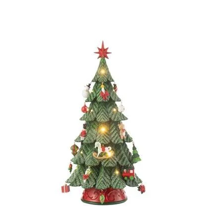 J-Line decoratie Kerstboom Ornamenten - polyresin - mix - small - LED lichtjes